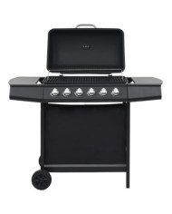 Barbecue au gaz avec 6 zones de cuisson Acier Noir | Mobilier & Déco