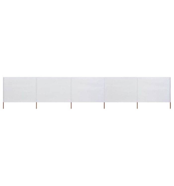 Paravent 5 panneaux Tissu 600 x 160 cm Blanc sable | Mobilier & Déco