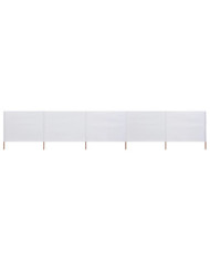Paravent 5 panneaux Tissu 600 x 160 cm Blanc sable | Mobilier & Déco