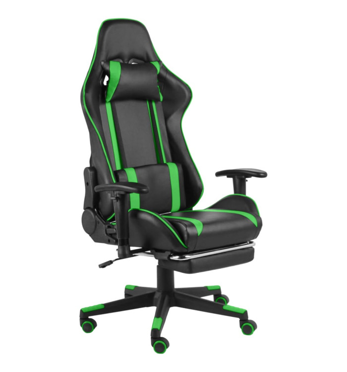 Chaise de jeu pivotante avec repose-pied Vert PVC | Mobilier & Déco