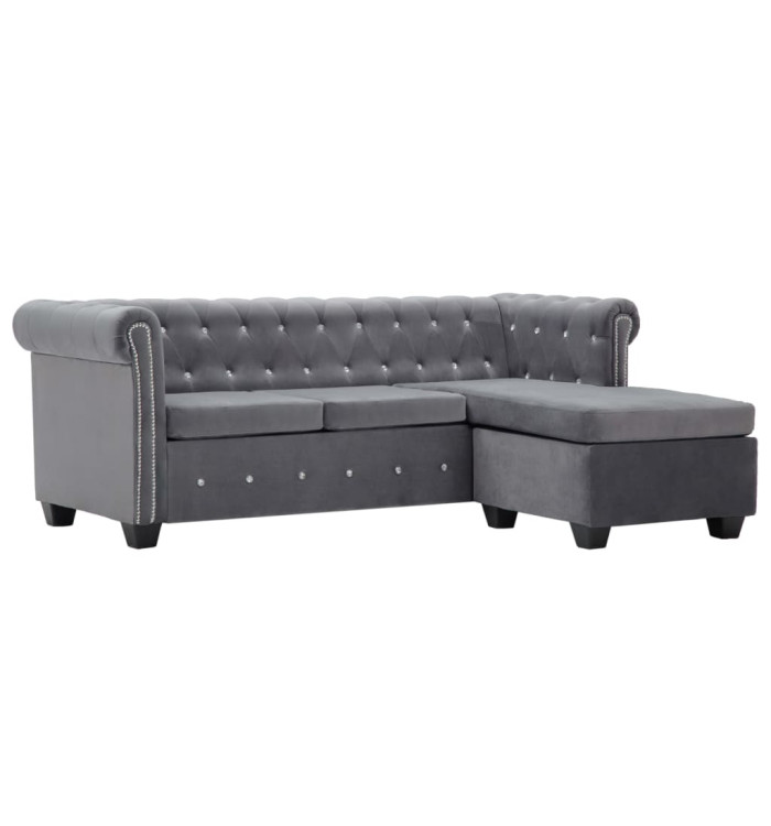 Canapé d'angle Revêtement en velours 199x142x72 cm Gris | Mobilier & Déco