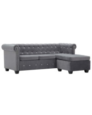 Canapé d'angle Revêtement en velours 199x142x72 cm Gris | Mobilier & Déco