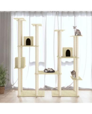 Arbre à chat avec griffoirs en sisal Crème 174 cm | Mobilier & Déco