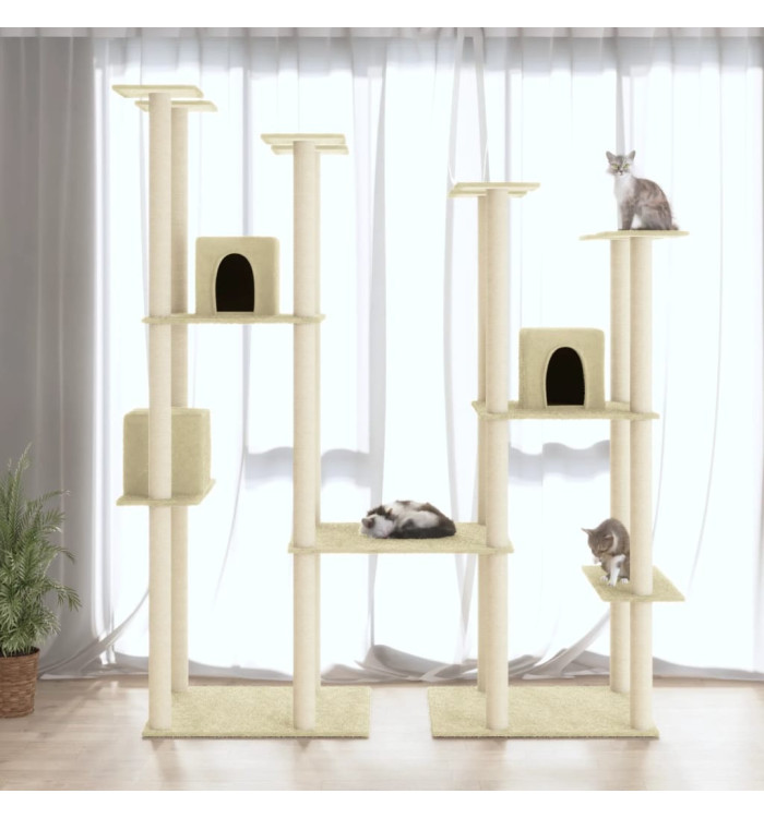 Arbre à chat avec griffoirs en sisal Crème 174 cm | Mobilier & Déco