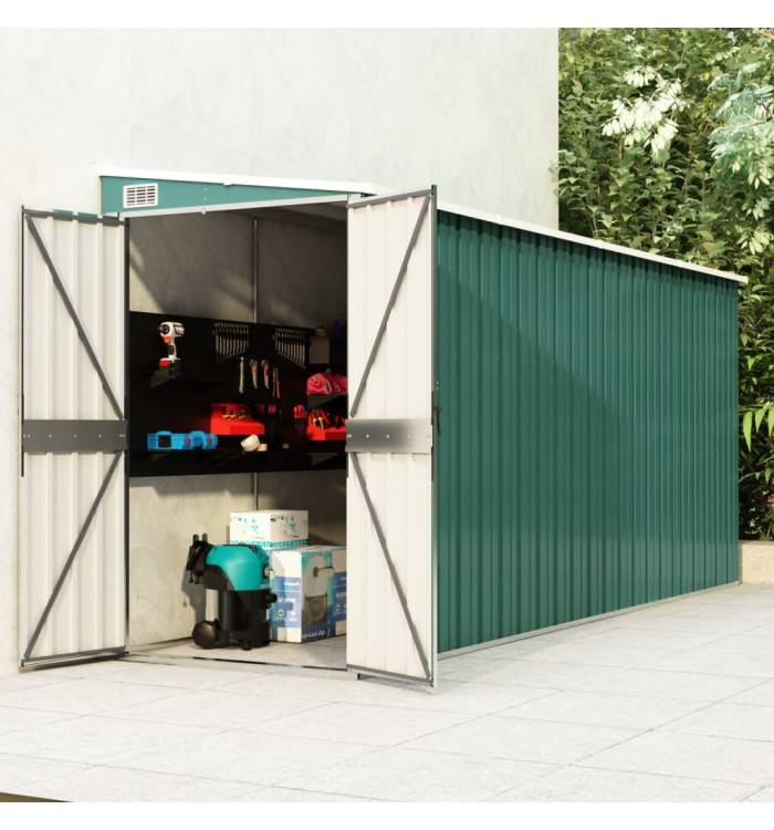 Abri de jardin mural Vert 118x382x178 cm Acier galvanisé | Mobilier & Déco