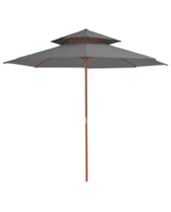 Parasol à deux étages avec mât en bois 270 cm anthracite | Mobilier & Déco