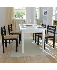 Chaises à manger lot de 4 marron hévéa solide et velours | Mobilier & Déco