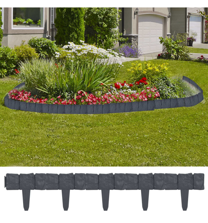 Clôture de jardin Aspect de pierre 41 pcs Plastique 10 m | Mobilier & Déco