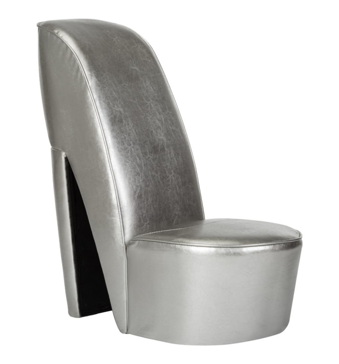 Chaise en forme de chaussure à talon haut argenté similicuir | Mobilier & Déco