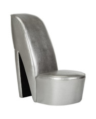 Chaise en forme de chaussure à talon haut argenté similicuir | Mobilier & Déco