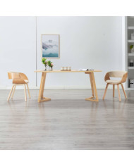 Chaises à manger lot de 2 crème bois courbé et similicuir | Mobilier & Déco