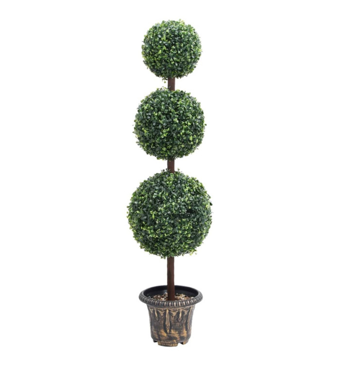 Plante de buis artificiel avec pot Forme de boule Vert 118 cm | Mobilier & Déco