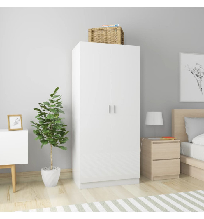 Garde-robe Blanc brillant 80x52x180 cm Bois d’ingénierie | Mobilier & Déco