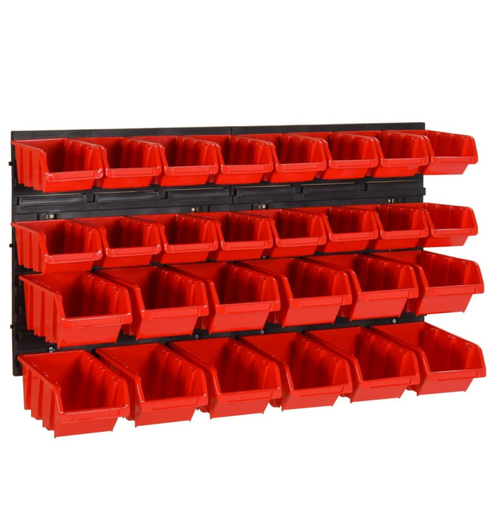 Ensemble d'étagères d'atelier 30 pcs Rouge et noir 77x39 cm PP | Mobilier & Déco