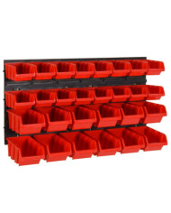 Ensemble d'étagères d'atelier 30 pcs Rouge et noir 77x39 cm PP | Mobilier & Déco