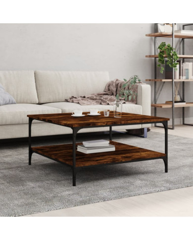 Table basse chêne fumé 80x80x40 cm bois d'ingénierie | Mobilier & Déco