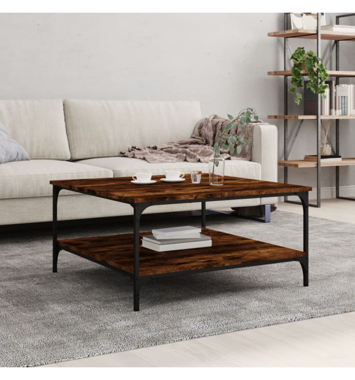 Table basse chêne fumé 80x80x40 cm bois d'ingénierie | Mobilier & Déco