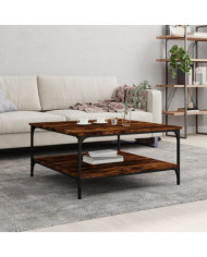 Table basse chêne fumé 80x80x40 cm bois d'ingénierie | Mobilier & Déco