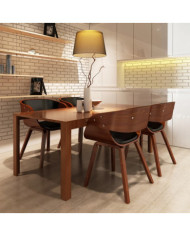 Chaises à manger lot de 4 marron bois courbé et similicuir | Mobilier & Déco