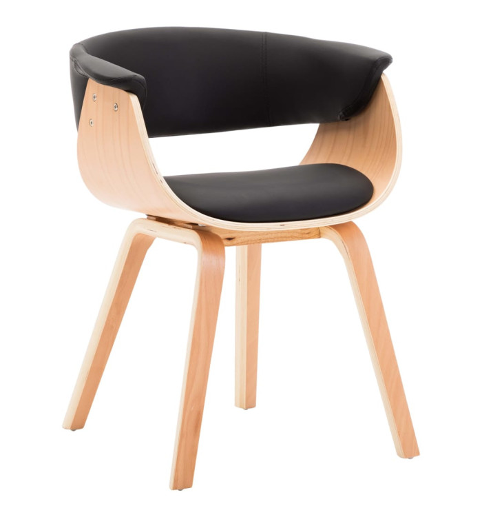 Chaise à manger noir bois courbé et similicuir | Mobilier & Déco