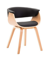 Chaise à manger noir bois courbé et similicuir | Mobilier & Déco
