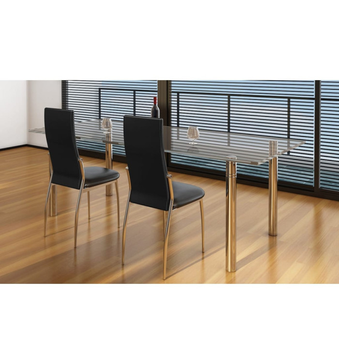 Chaises à manger lot de 2 noir similicuir | Mobilier & Déco