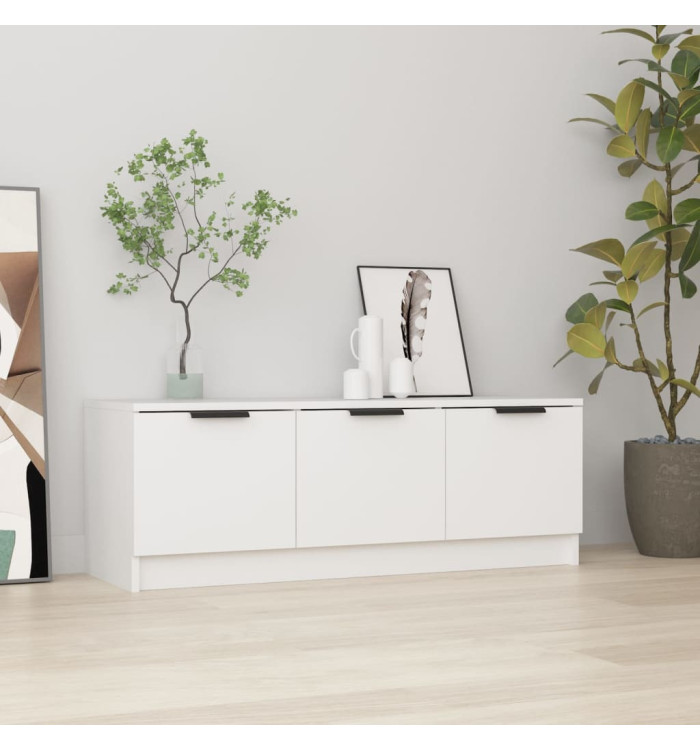 Meuble TV Blanc 102x35x36,5 cm Bois d'ingénierie | Mobilier & Déco