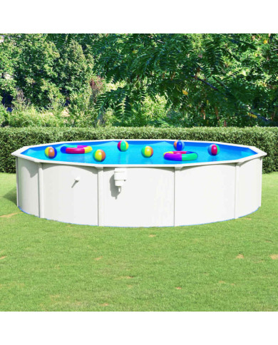 Piscine ronde avec parois en acier 550x120 cm Blanc | Mobilier & Déco