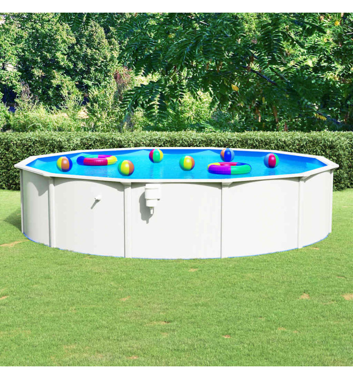 Piscine ronde avec parois en acier 550x120 cm Blanc | Mobilier & Déco