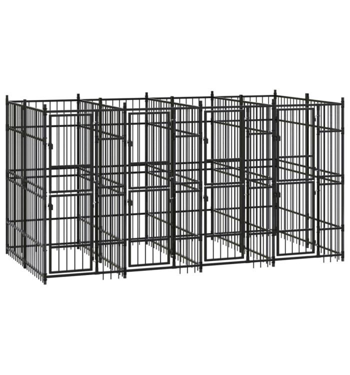 Chenil d'extérieur pour chiens Acier 7,37 m² | Mobilier & Déco