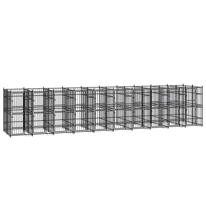 Chenil d'extérieur pour chiens Acier 18,43 m² | Mobilier & Déco