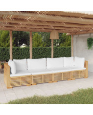 Salon de jardin 4 pcs avec coussins Bois de teck solide | Mobilier & Déco