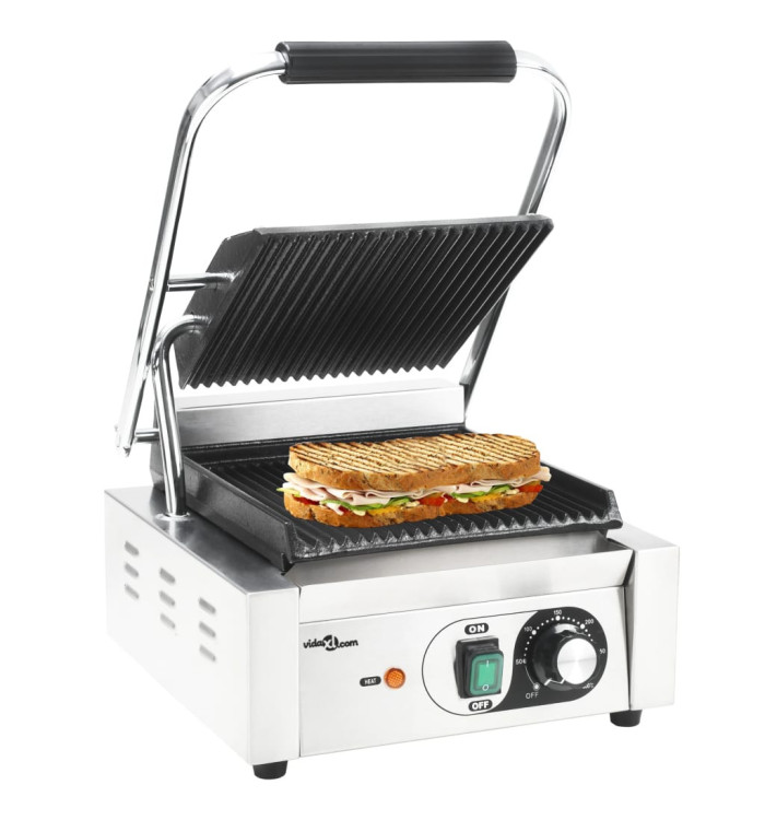 Grill pour panini rainuré Acier inoxydable 1800 W 31x30,5x20 cm | Mobilier & Déco