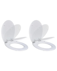 Siège de toilette et couvercle à fermeture douce 2pcs MDF Blanc | Mobilier & Déco