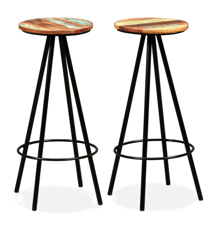 Tabourets de bar lot de 2 bois massif de récupération | Mobilier & Déco