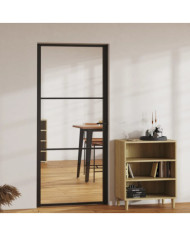 Porte intérieure Verre ESG et aluminium 93x201,5 cm Noir | Mobilier & Déco