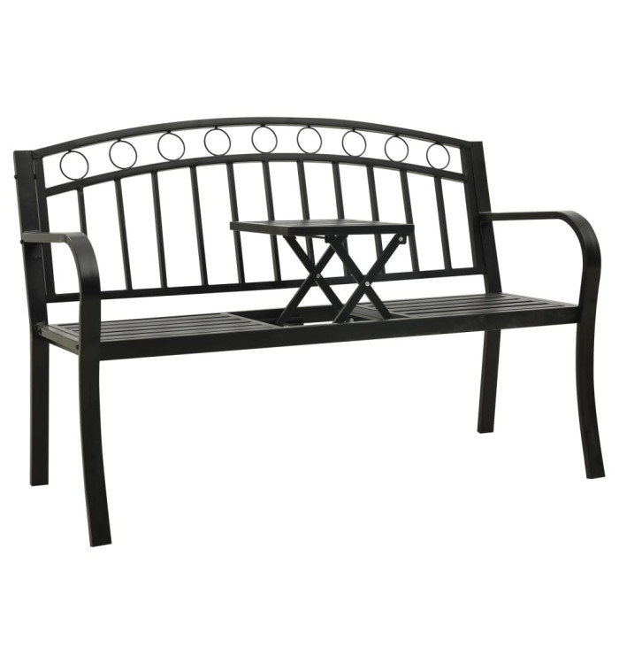 Banc de jardin avec table Noir 120 cm Acier | Mobilier & Déco