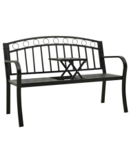 Banc de jardin avec table Noir 120 cm Acier | Mobilier & Déco