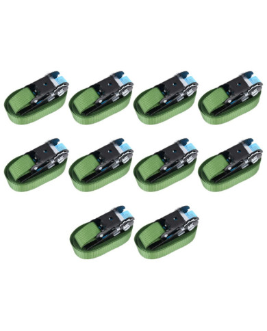 Sangles d’arrimage à cliquet 10 pcs 800 daN 6 m Vert | Mobilier & Déco