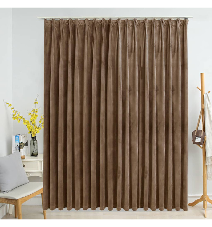 Rideau occultant avec crochets Velours Beige 290x245 cm | Mobilier & Déco