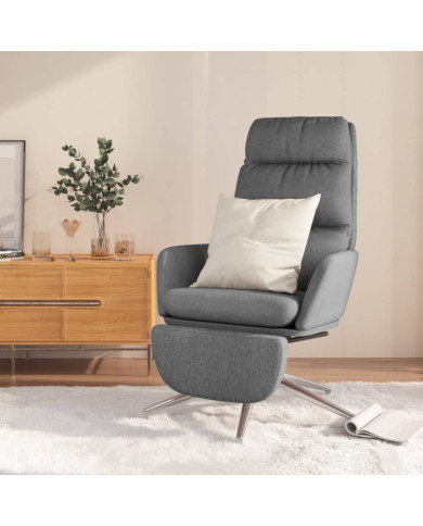 Chaise de relaxation avec repose-pied Gris clair Tissu | Mobilier & Déco