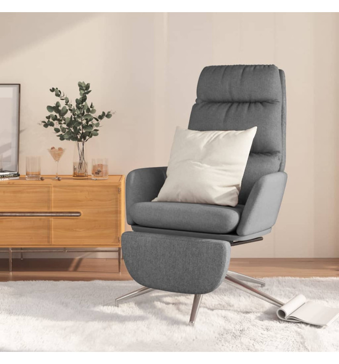 Chaise de relaxation avec repose-pied Gris clair Tissu | Mobilier & Déco