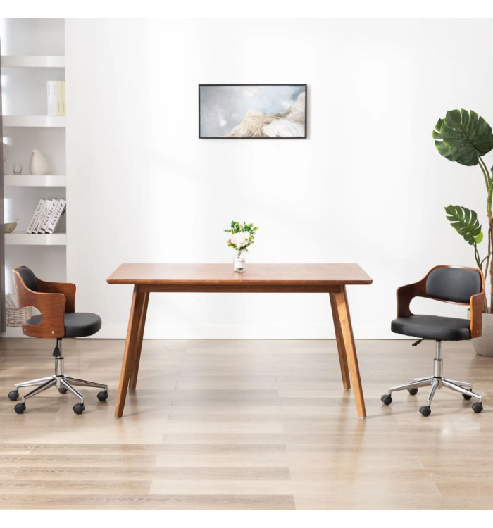 Chaise pivotante à manger Noir Bois courbé et similicuir | Mobilier & Déco