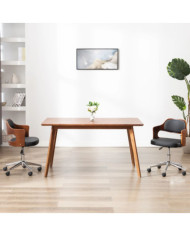 Chaise pivotante à manger Noir Bois courbé et similicuir | Mobilier & Déco