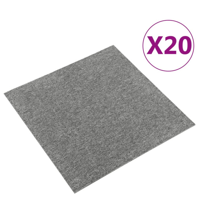 Dalles de tapis de sol 20 pcs 5 m² 50x50 cm Gris | Mobilier & Déco