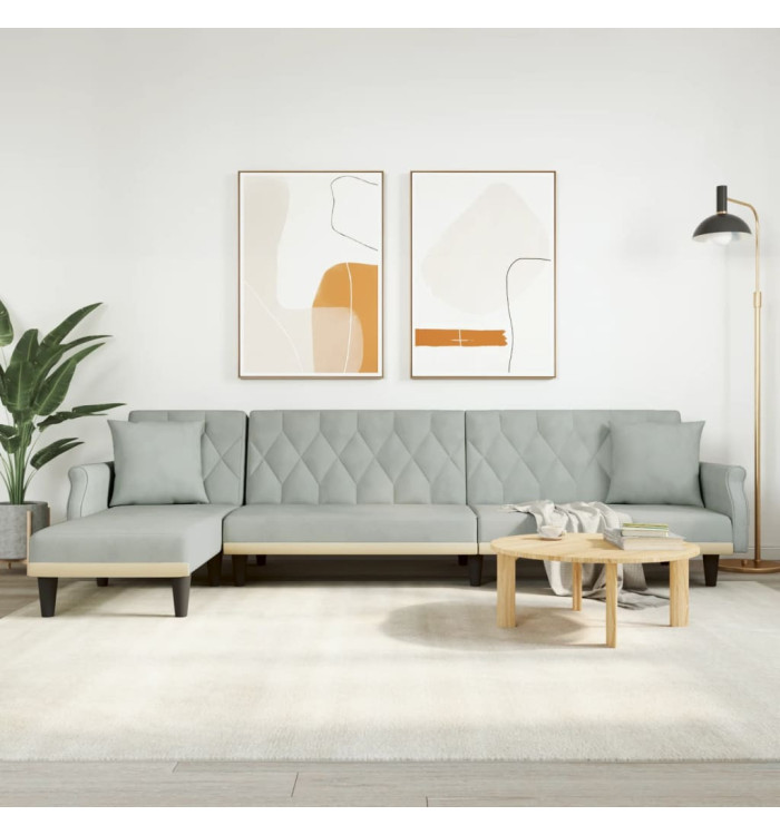 Canapé-lit en forme de L gris clair 271x140x70 cm velours | Mobilier & Déco