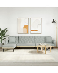 Canapé-lit en forme de L gris clair 271x140x70 cm velours | Mobilier & Déco