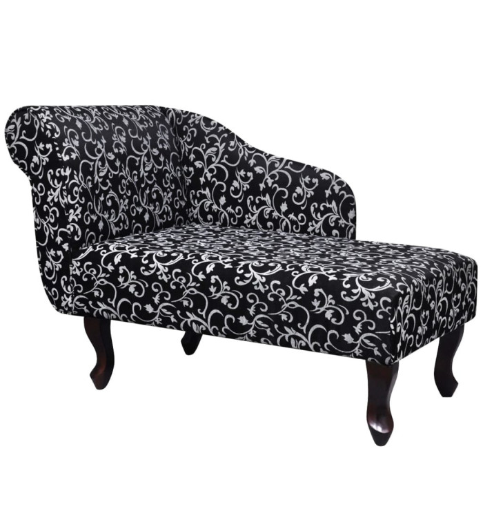 Chaise longue Noir et blanc Tissu | Mobilier & Déco