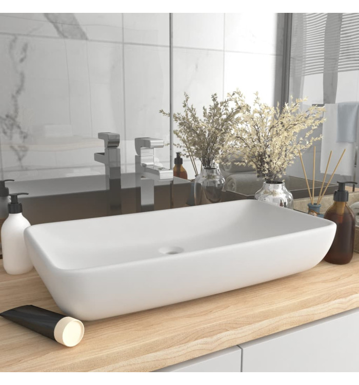 Lavabo de luxe rectangulaire Blanc mat 71x38 cm Céramique | Mobilier & Déco