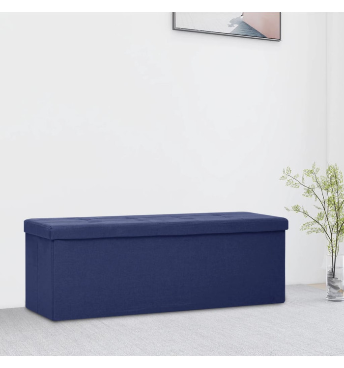 Banc de rangement pliable Bleu Faux lin | Mobilier & Déco